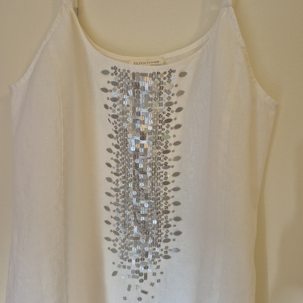 Eileen Fisher White Linen Tank M